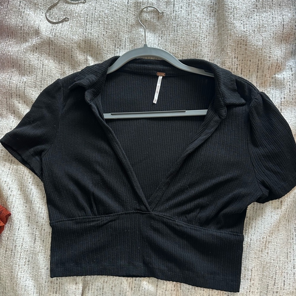 Black Crop Top with Collar